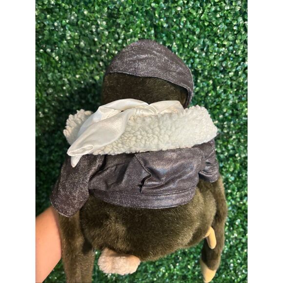 Hosung Monkey Hand Puppet Brown Aviator Jacket and Goggles Chimp Plush Puppet NW - Picture 10 of 10